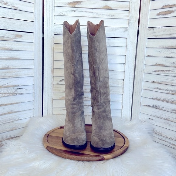 Jeffery Campell Glesson Heel Long Pointed Toe Taupe Suede Boot Revolve Size 8 - Picture 7 of 8